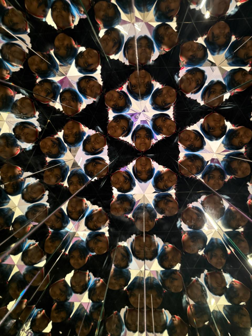 Kaleidoscope room girl with blue hair infinite reflections